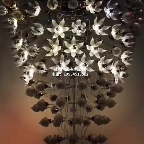 动态开合花亚克力现代大吊灯酒店大堂展厅定制艺W术机械花灯具