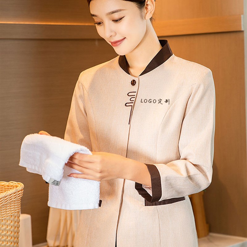 保洁工作服家政h清洁阿姨秋冬长袖工服酒店客房物业工衣定制印log