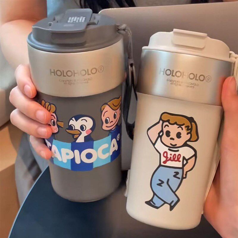 holohcolo吸管直饮拿铁杯男女生高颜值咖啡便携保温保冷简约水杯