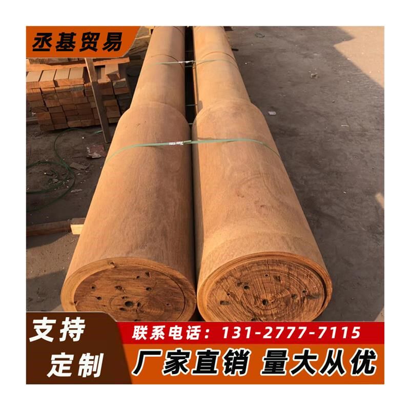 菠萝格圆柱实木圆木柱子立柱房梁长廊木料檀条圆木棒半圆弧定制
