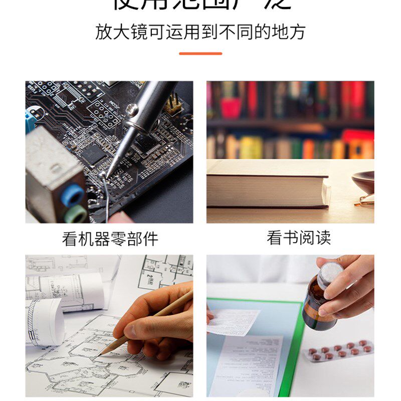 卡片式放大镜 高清带LED灯小型便携式老人阅读古玩珠宝鉴定名片式
