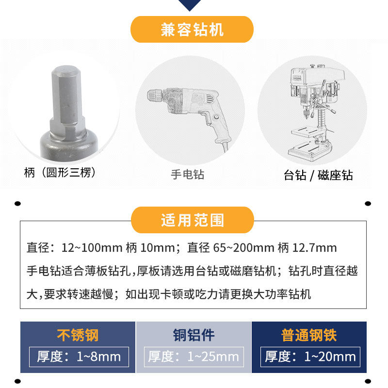 迪跃金属开孔器 不锈钢专用打孔 50铁板钻头铝合金20硬质开口神器