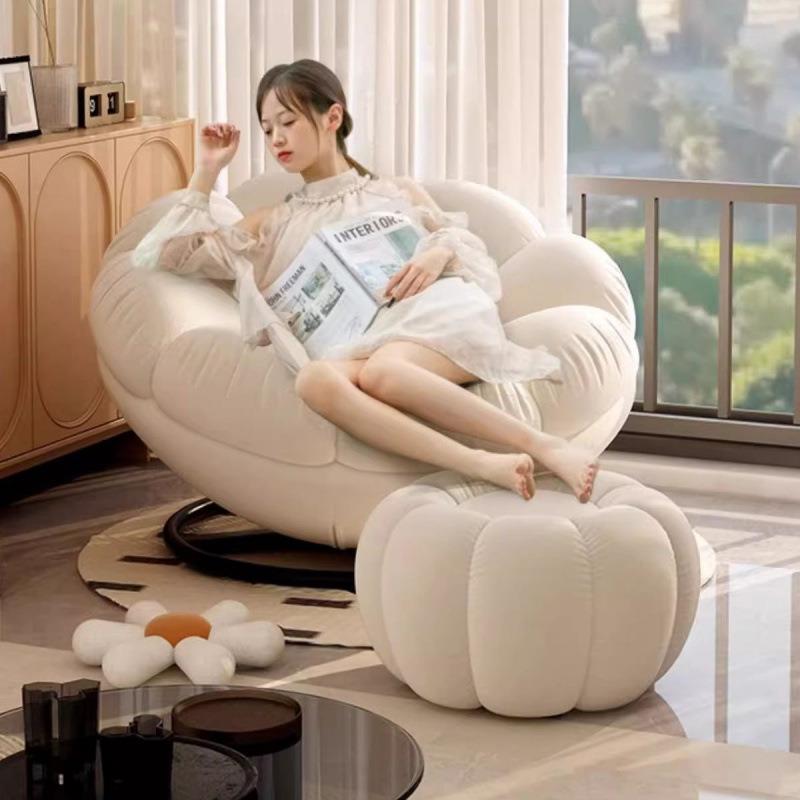 沙发椅南瓜懒人沙发单人椅卧室阳台休闲旋转法式奶油风客厅小户型