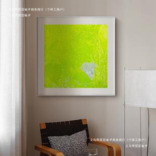 纯手绘油画抽象装饰画墙壁当代艺术小狗绿色植物客厅玄关挂画肌理
