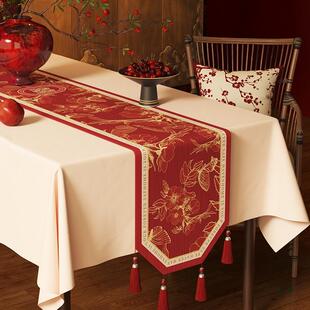 结婚茶几桌旗红色喜庆茶桌茶旗电视柜长条防尘盖布餐边柜台面盖巾