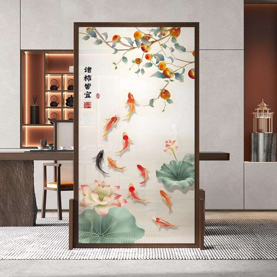 新中式现代屏风隔断客厅玄关入户遮挡装饰移动实木座屏诸事皆宜