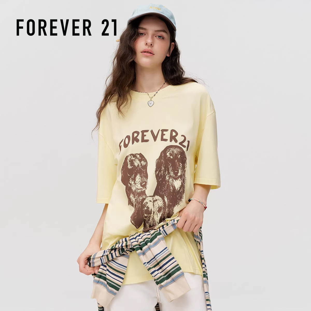 复古手绘印花短袖T恤女宽松休闲