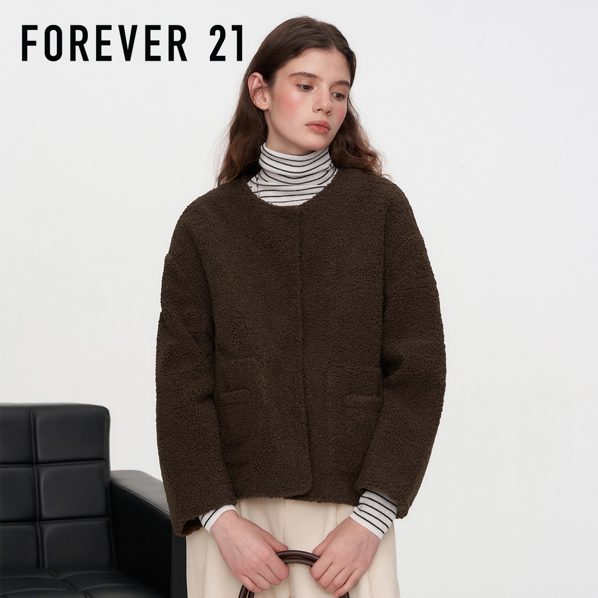 FOREVER21简约风棕色短外套
