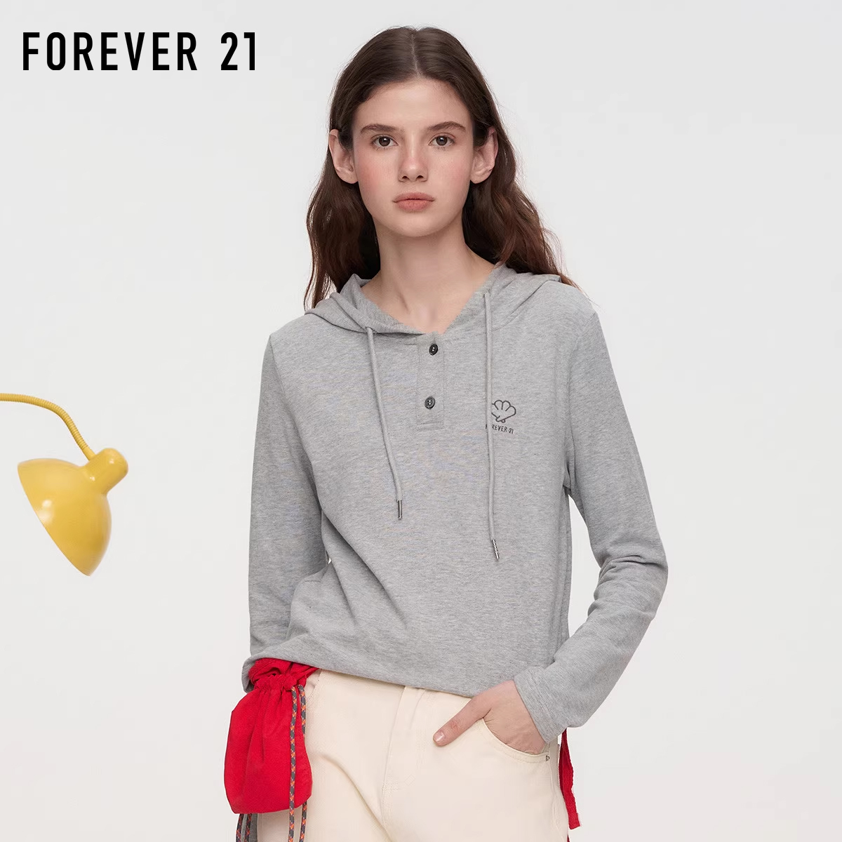 Forever21极简连帽长袖棉卫衣