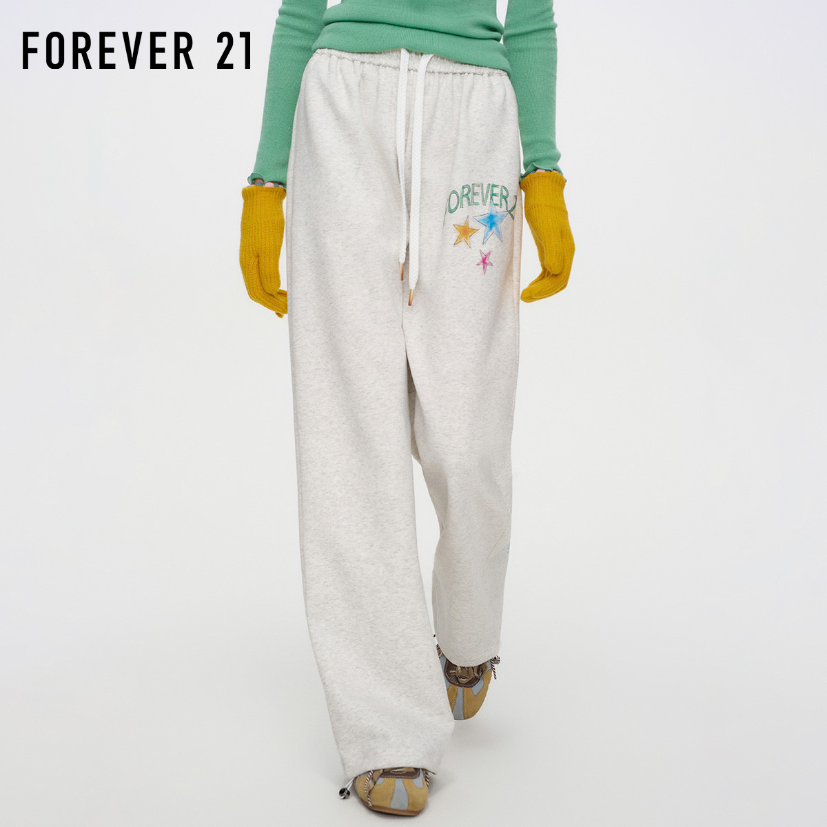 FOREVER21美式运动女抽绳长裤