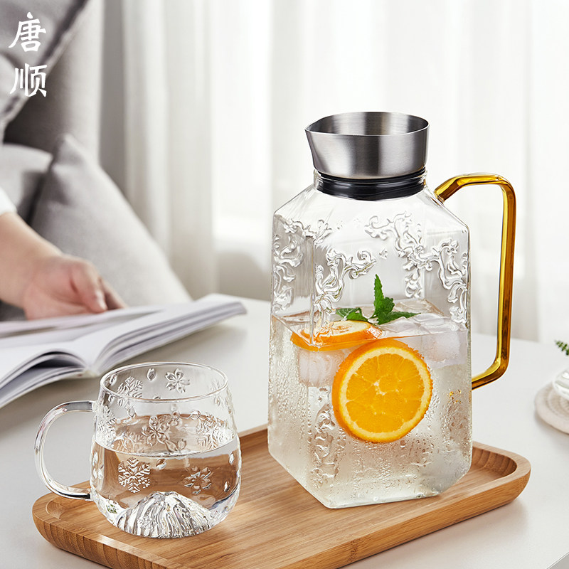 冷水壶玻璃耐高温夏季家用大容量凉水瓶白开水壶水杯套装泡茶壶