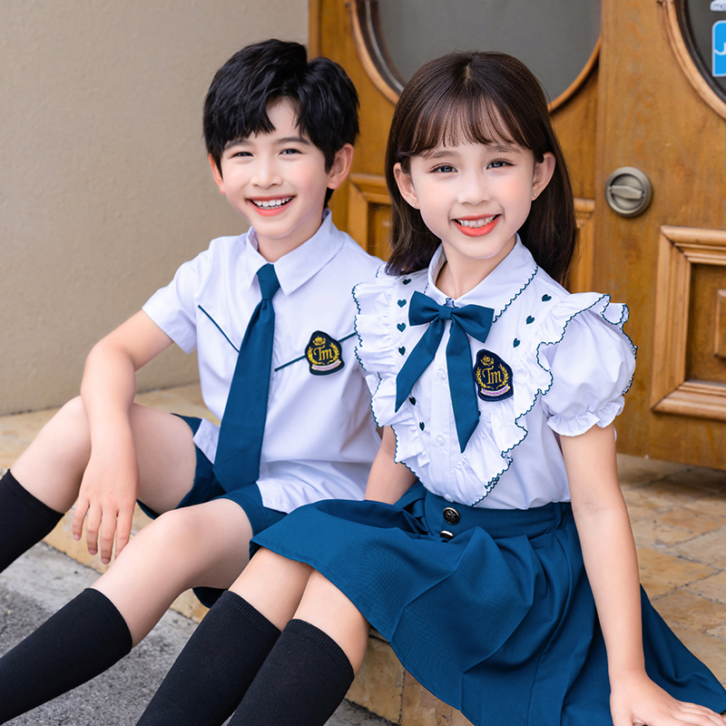 幼儿园园服夏装英伦风儿童班服夏学院风毕业照小学生夏季校服套装