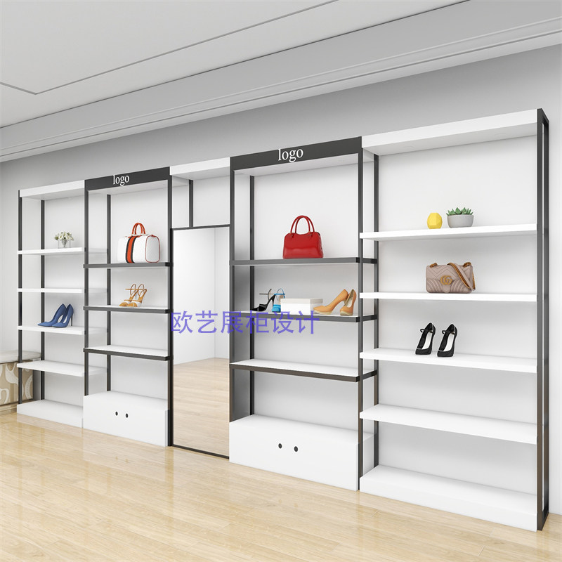 新款鞋店货架展示架包包店展示柜鞋架商用带灯展柜商场鞋货架定制