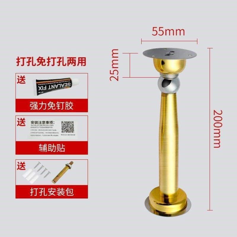 强磁门吸不锈钢加长防撞碰地装门打孔奇粤门挡免卫生间吸门器金色