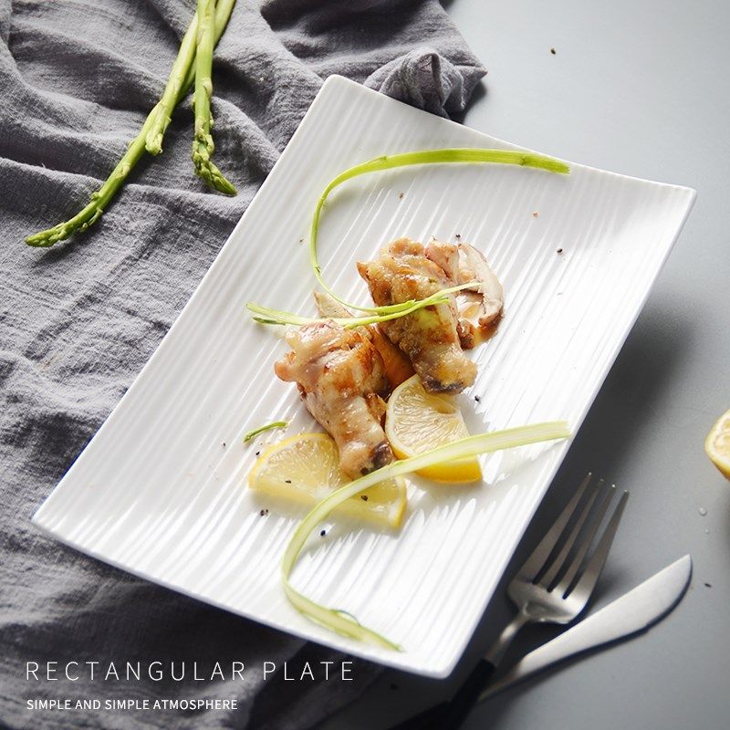 纯白酒店陶瓷餐具细纹长方形平盘寿司盘蛋糕盘西餐盘意面盘饭盘,餐饮具,盘,淘宝优惠券,粉丝福利购,淘宝优惠卷