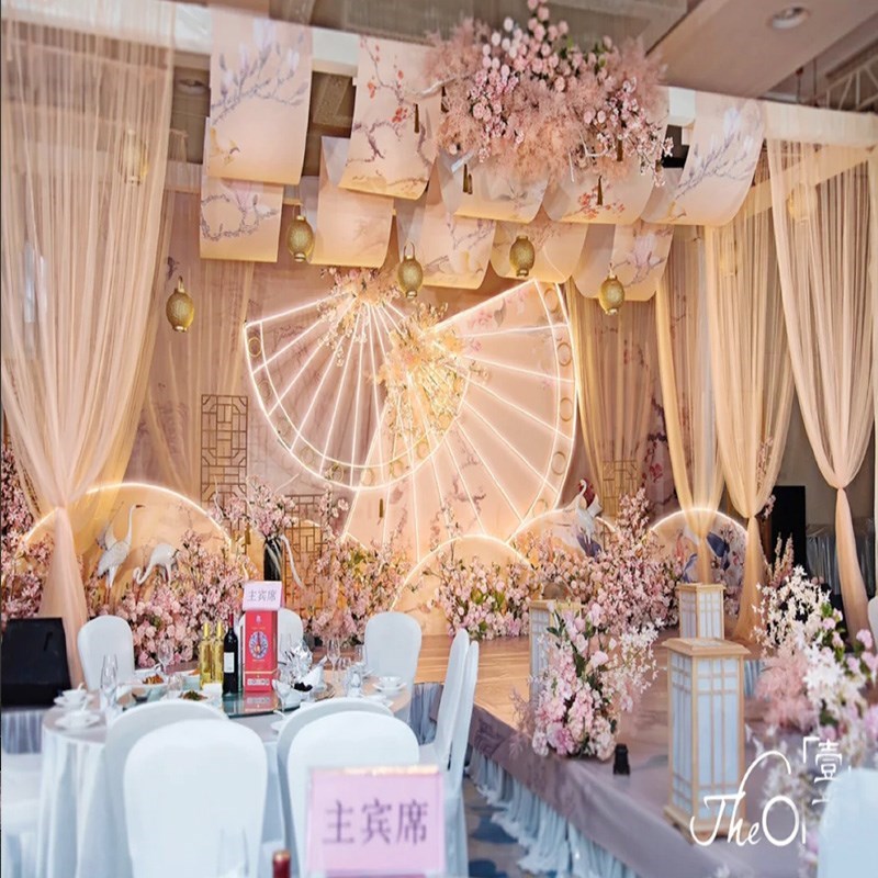 婚庆背景纱幔纱帘红色网纱装饰布幔舞台布置橱窗纱布