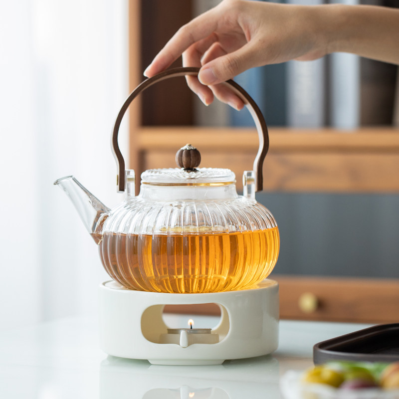 玻璃花茶b壶蜡烛加热底座煮茶炉玫瑰养生美容院下午茶水果茶壶套