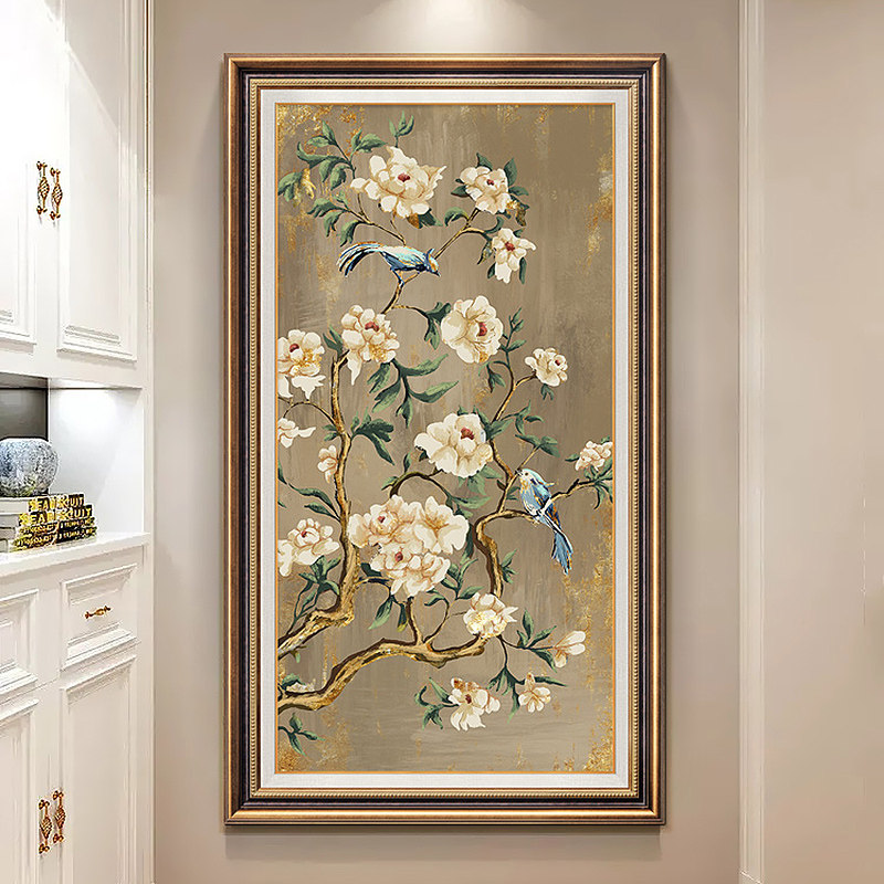 美式玄关装饰画欧k式入户玄幻走廊壁画现代竖版高档过道楼梯挂画