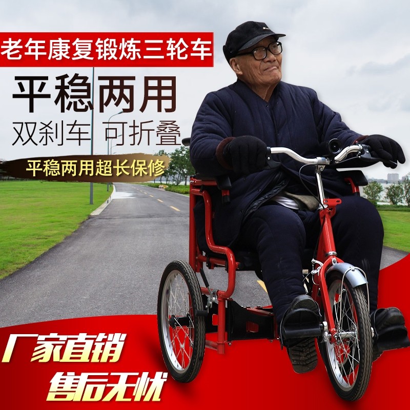 人力脚踏三轮车老年人成人手推轮椅三轮车康复保健代步.三轮自行