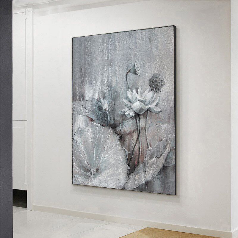 莫奈睡莲名画客厅风景装饰画餐厅玄关过道立体沙发背景美式挂画
