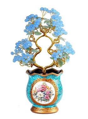 新房公司店铺开业水晶树礼品玉髓招财摇钱财宝树家居客厅玄关摆件