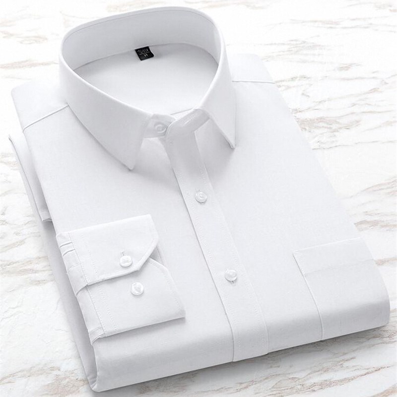 职业装黑色内搭衬衫男夏季薄款休闲商务免烫中青年男长袖宽松衬衣