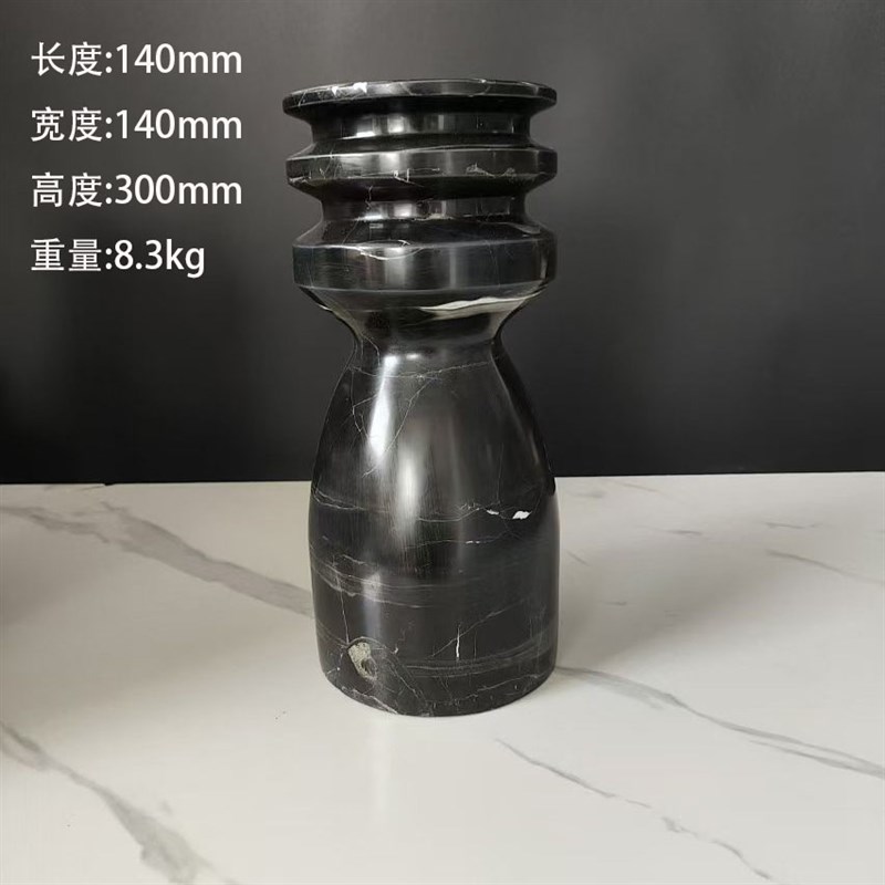天然大理石花瓶摆件酒店样板间艺术干花插花器茶几客厅桌面装饰品