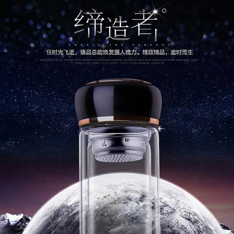 透明双层玻璃杯 厚底水晶杯带茶漏商务水I杯高档礼品杯子定制logo