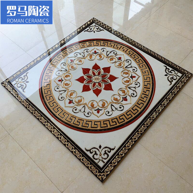 客厅拼花地砖800x800 玄关微晶石拼花瓷砖饭厅入户玄关地花拼图砖