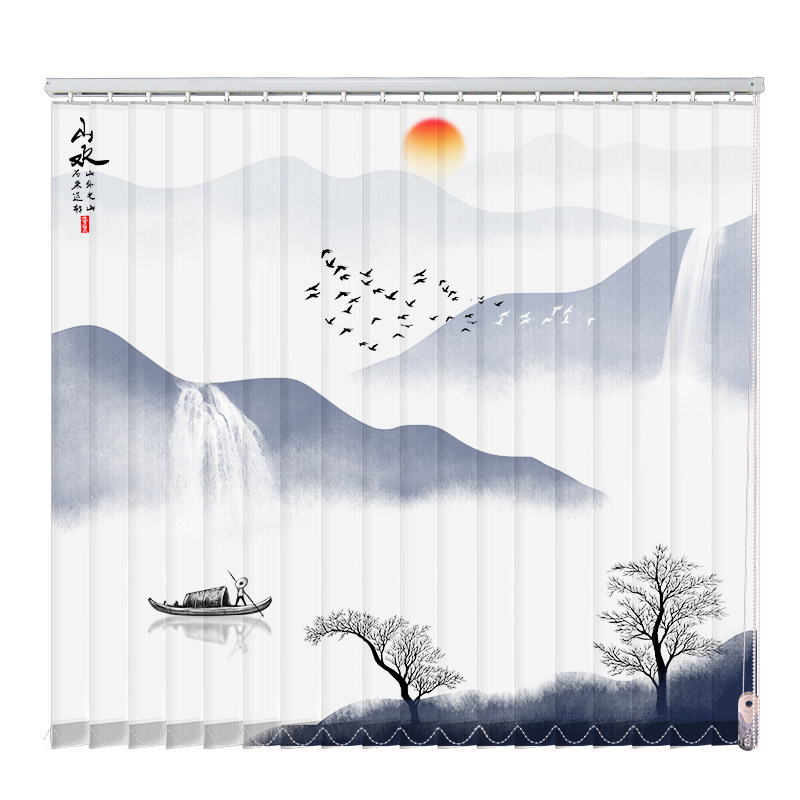 印花垂直帘竖百叶窗帘竖式办公室窗帘客厅隔断定制百叶窗竖版竖帘