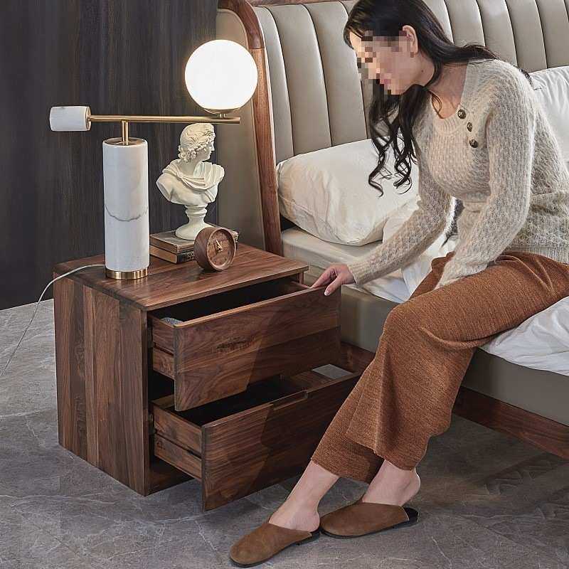 北美黑胡桃木床头柜北欧简约卧室落地双抽实木收纳柜小户型储物柜,模玩/动漫/周边/娃圈三坑/桌游,模型制作工具/辅料耗材,淘宝优惠券,粉丝福利购,淘宝优惠卷
