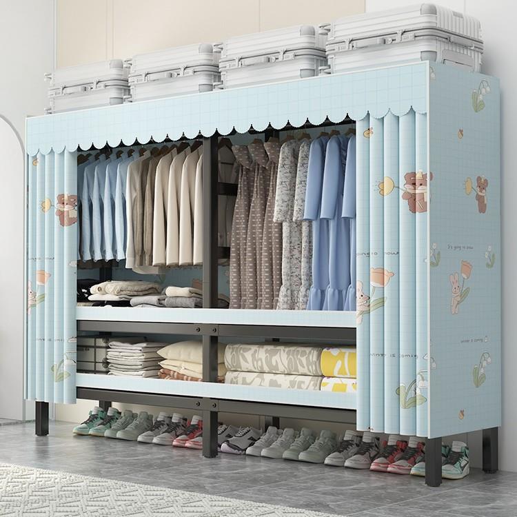 折叠免安装简易布衣柜卧室家用衣橱组装金属框架结实耐用出租房用