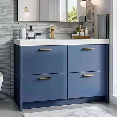 跨境电商美式PVC浴室柜现代简约风格蓝色Bathroom Vanity外贸厂家