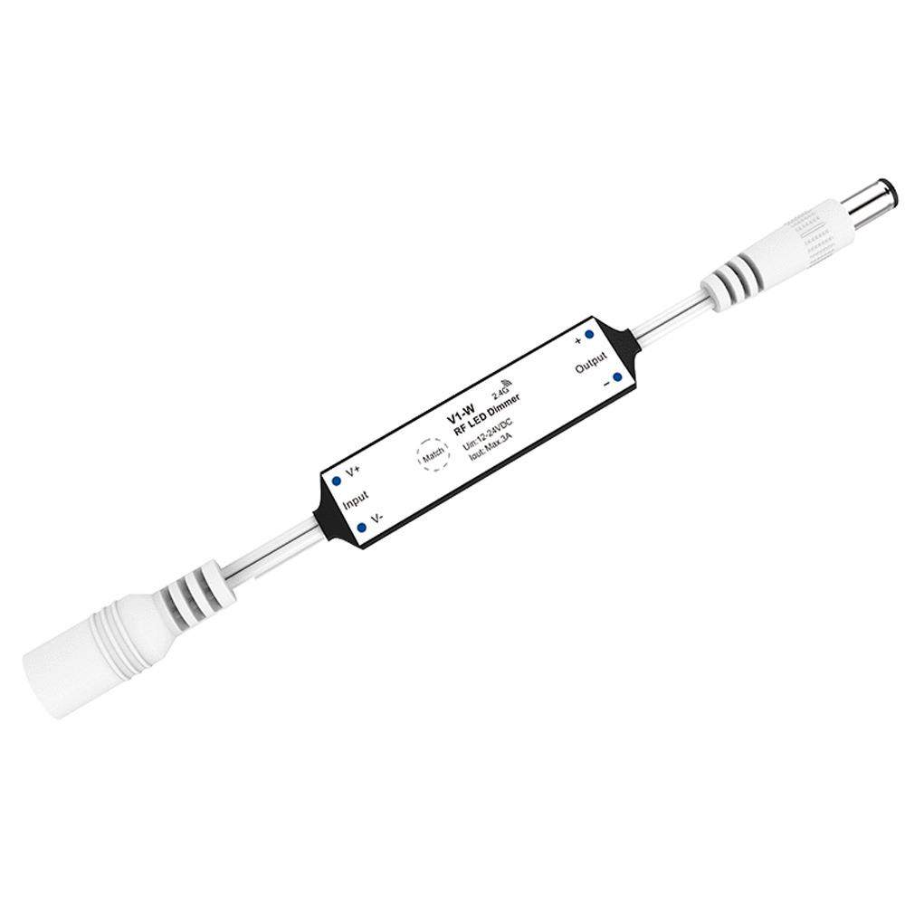 V1-W 1通道恒压单⾊LED微型2.4GRF控制器信号自动中继12-24V75W认