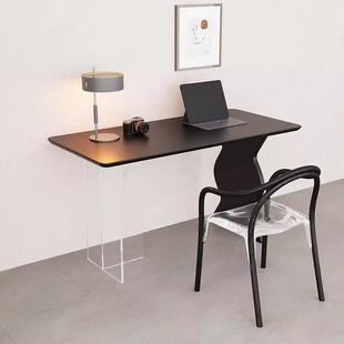中古风实木工作书桌北欧简约书房设计师款电脑桌子卧室梳妆台家用