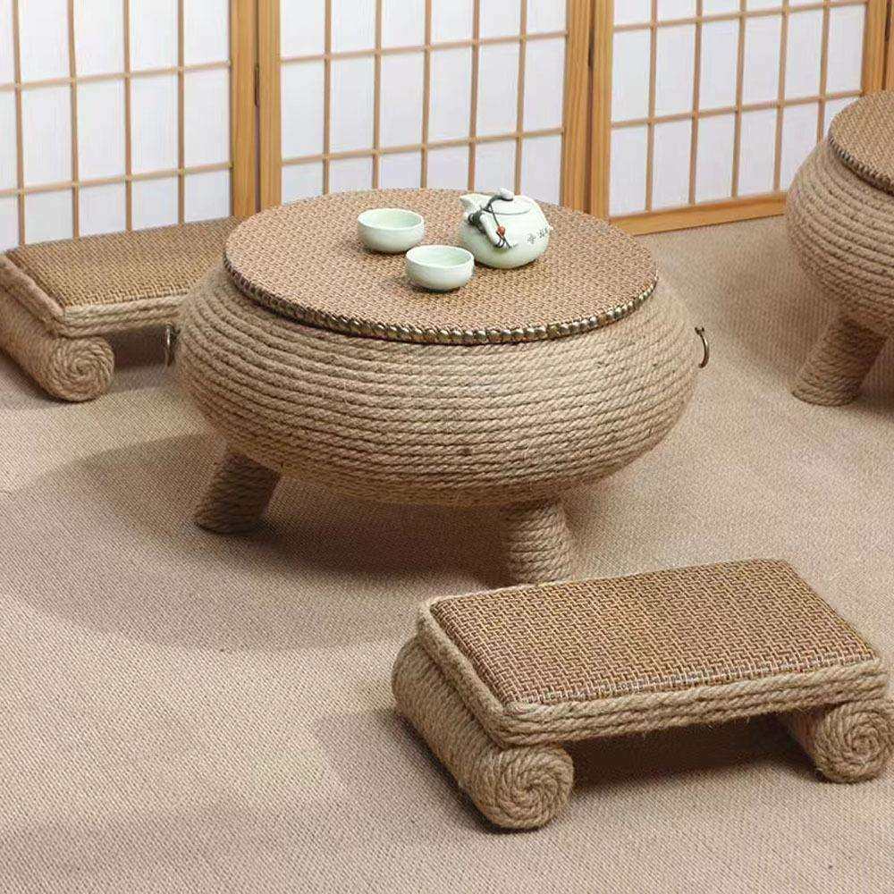 麻绳小圆桌地台茶几阳台中式矮桌子草编榻榻米茶几轻奢飘窗桌炕桌,鲜花速递/花卉仿真/绿植园艺,割草机/草坪机,淘宝优惠券,粉丝福利购,淘宝优惠卷