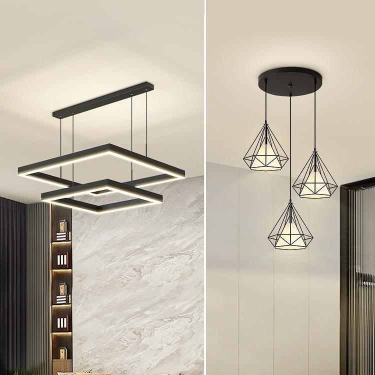 北欧客厅吊灯大厅灯餐厅主卧室家用吸顶灯具大全三圈方框简约现代