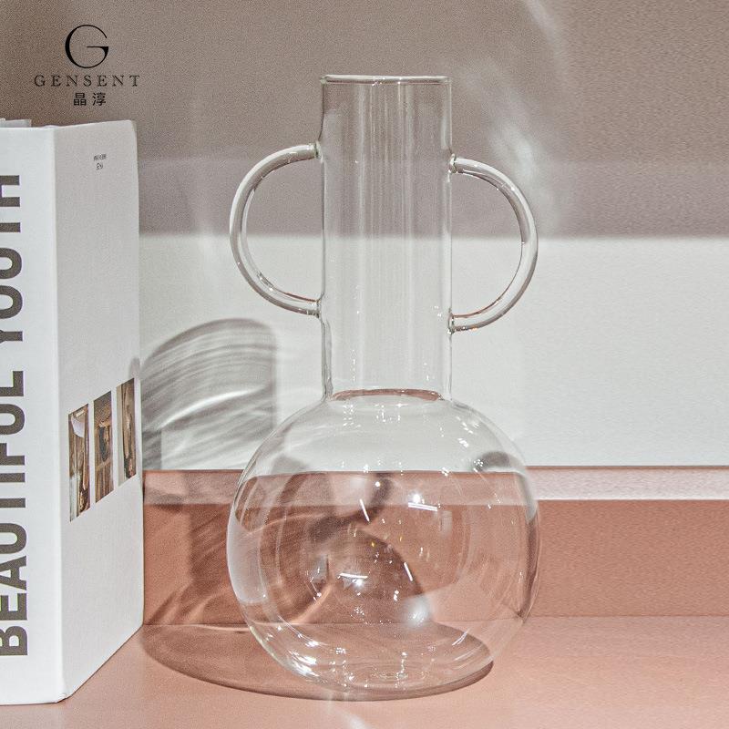 晶淳 高硼硅玻璃水壶 叉腰双把手家用冷水壶 透明高颜值装饰软装