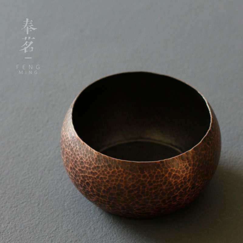 锤目纹茶洗紫铜茶洗 小号水洗茶碗笔洗  纯铜紫铜壶承茶具配件