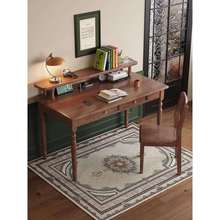 美式轻奢实木书桌带书架抽屉学生家用学习桌卧室小户型办公电脑桌