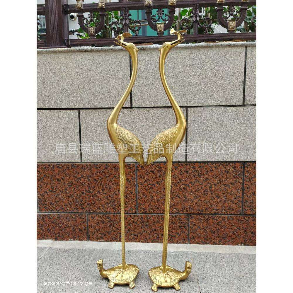铜鹤蜡台 铜烛台 落地大蜡台 仙鹤烛台纯铜摆件 大殿烛台摆件