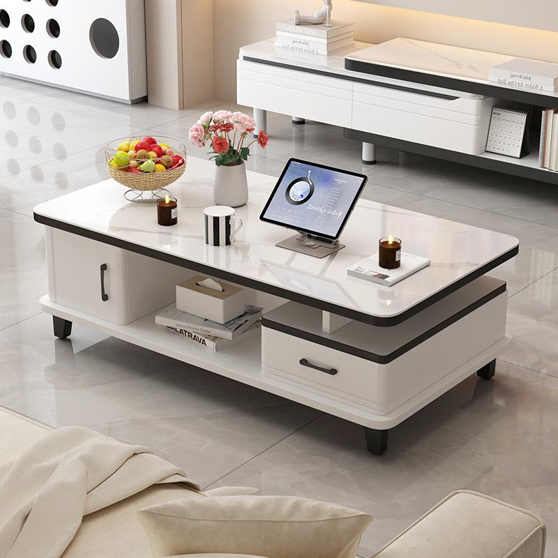 茶几客厅家用2025新款岩板小户型桌子现代简约电视柜组合玻璃茶桌