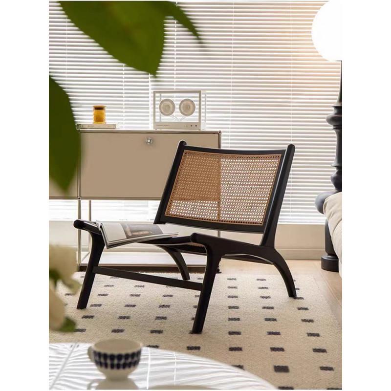 fLE中式实木藤编躺椅单人卧室阳台客厅化妆户外新款休闲高级懒人