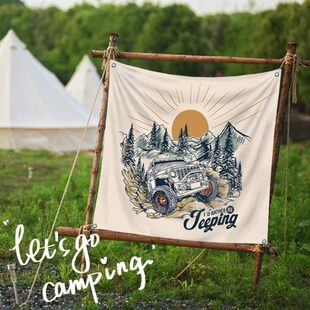 地旗定做野营定制旅行团建露营营挂毯户外氛围挂布卧室背景布布置