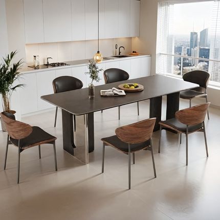 意式极简岩板餐桌椅组合现代简约轻奢艺N术家用小户型餐桌椅