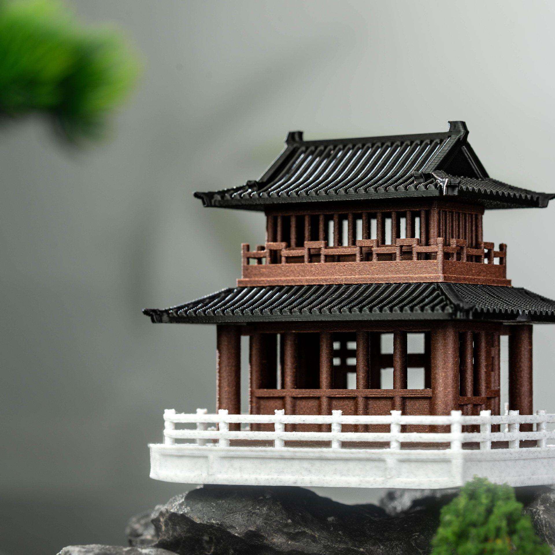 微景观中式景观造景假山凉亭模型吸水水陆房子鱼缸盆景古建筑摆件