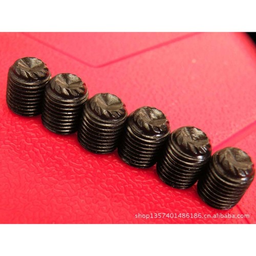 美制细牙DIN916K滚花机米螺丝10-32防滑紧定12.9级花齿发黑止付