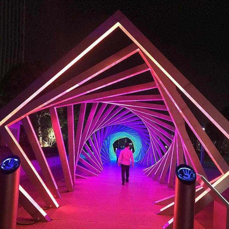 led时光隧道灯景区公园广场走廊户外防水氛围景观几何造型拱门灯