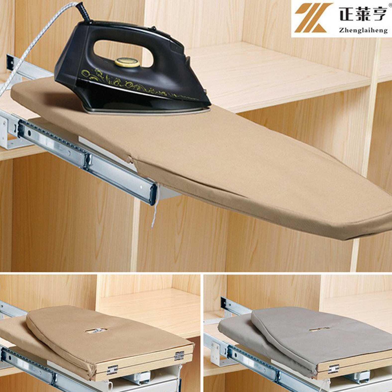 衣柜旋转烫衣板衣服裤子熨板折叠衣帽间缓冲滑轨耐高温棉布熨烫板