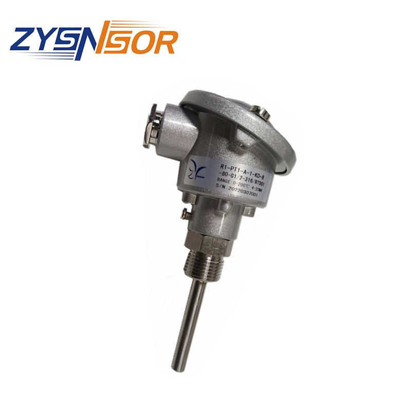 ZYSNSOR温度变送器 0-200度4-20MA 管径8MM 管长60MM含螺纹 G1/2